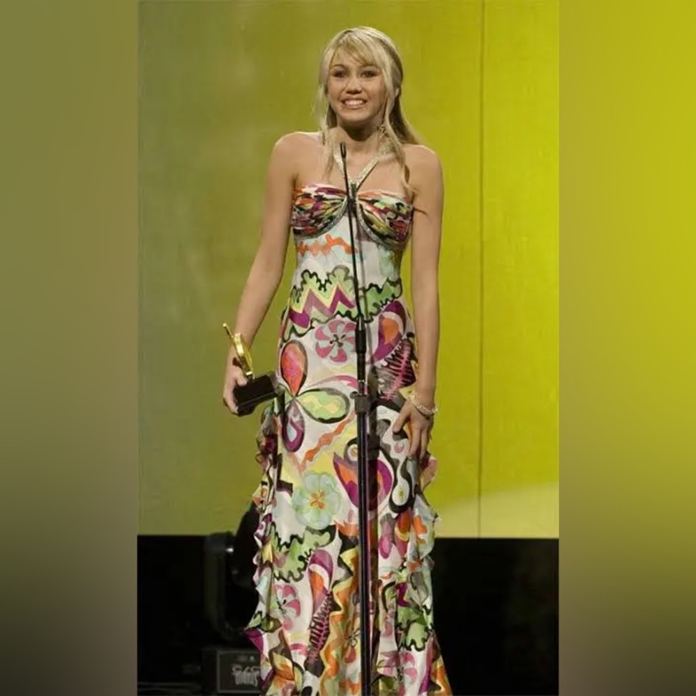 VINTAGE Y2K Mary L Couture Strapless Floral Print Maxi Dress